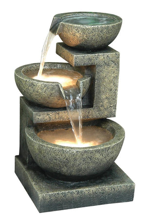 Fountain 3 Bowl Lg w/LED-Not Just For The Garden | Metal Art | Décor for Homes, Walls and Gardens | Furniture | Custom Garden Planters and Flower Arrangements | Gifts | Best in KW