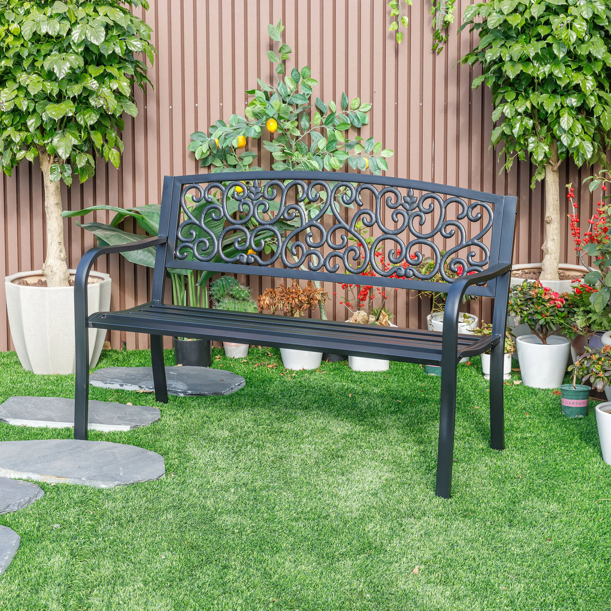 Garden Bench Symphony Steel & Cast Iron