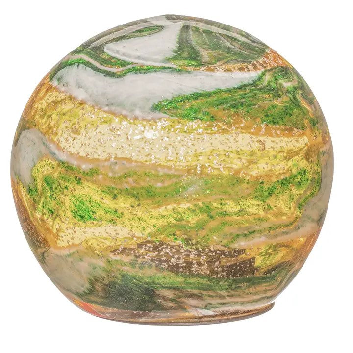 Solar LED Art Glass Orb green/gold