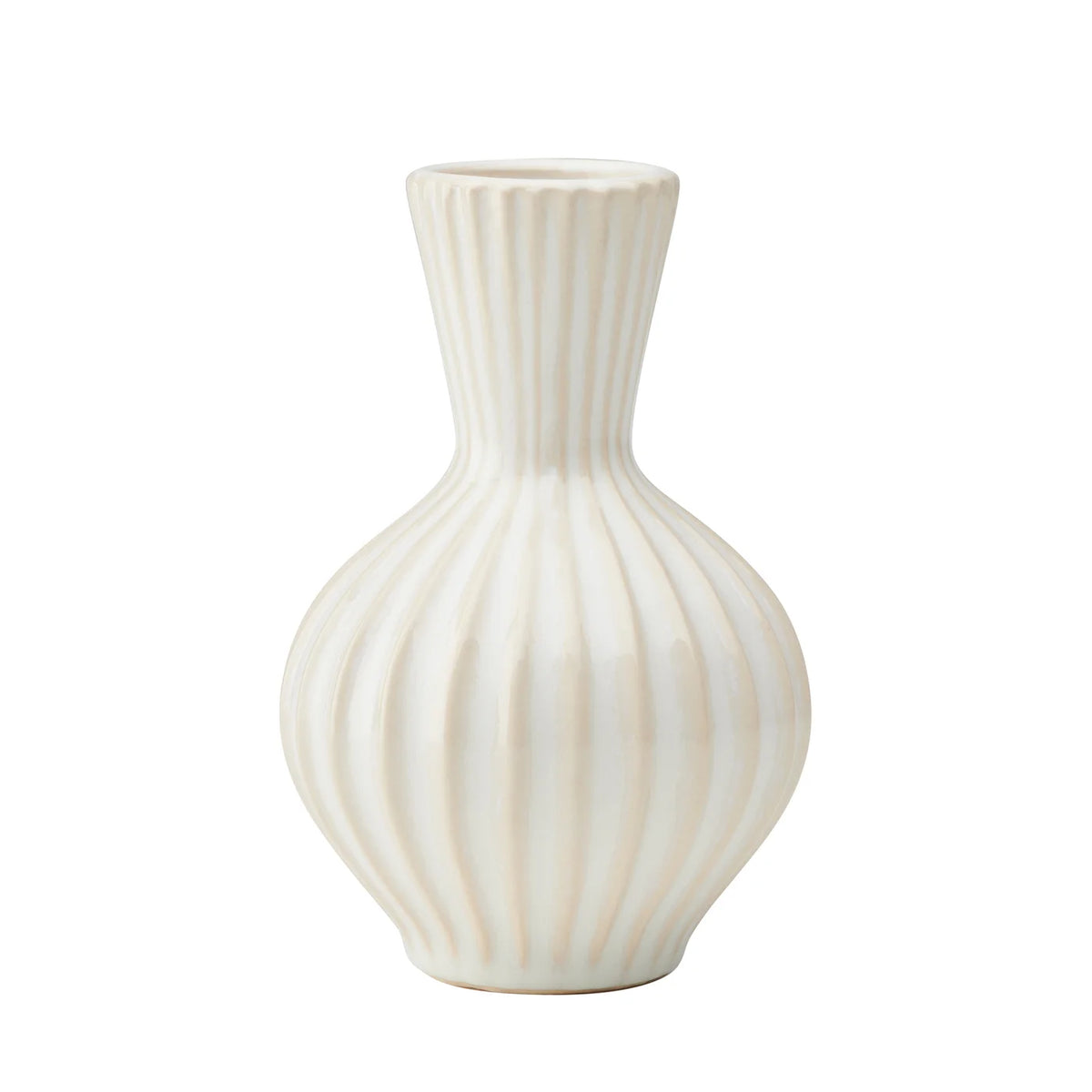 Vase Tall Gourd 6.25h White Glaze Ceramic