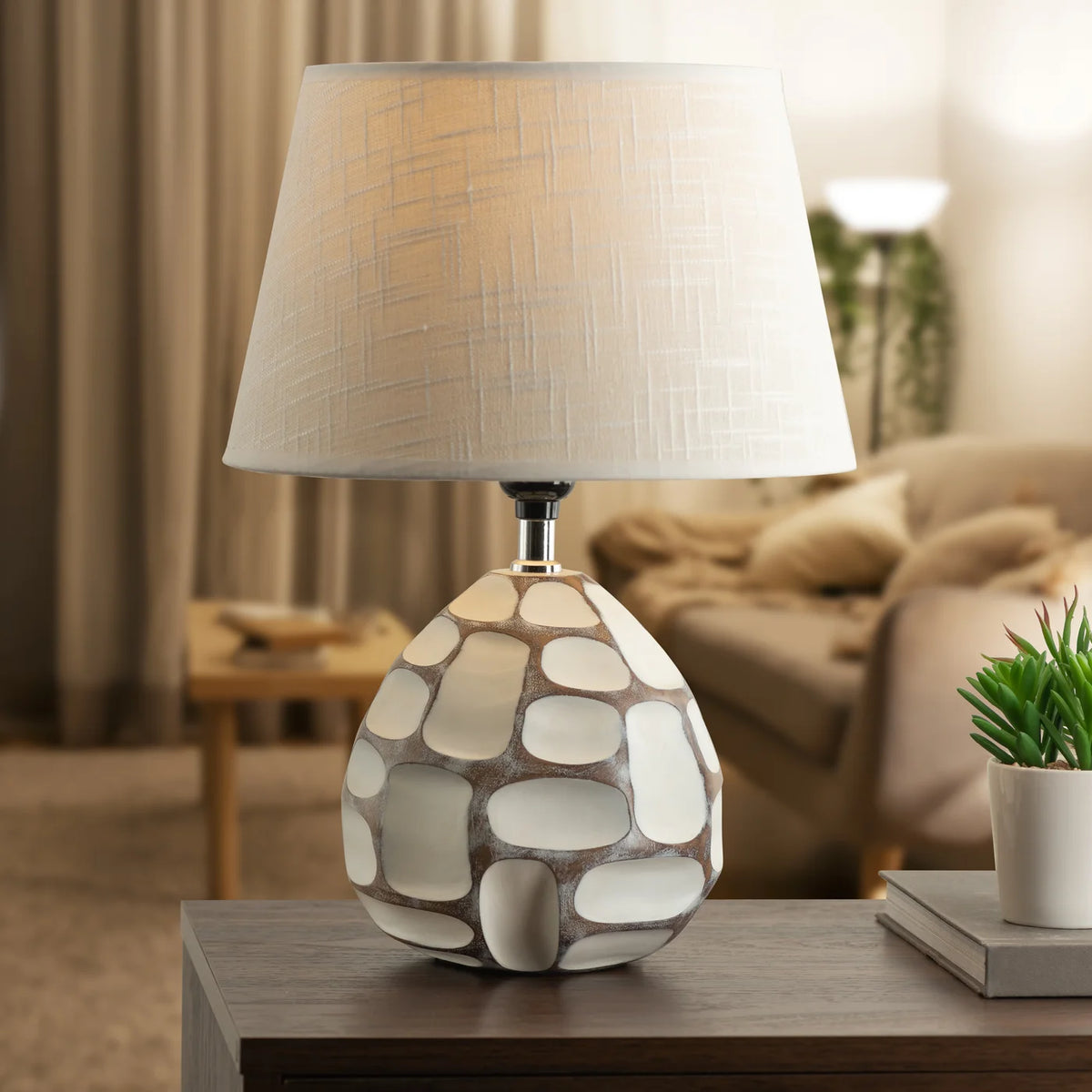 Carved Patch Resin Accent Table Lamp