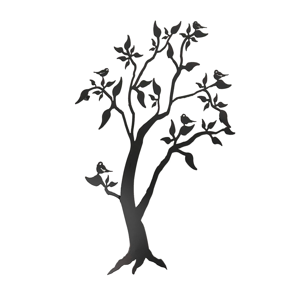 Chickadee Tree - Black Metal Wall Art