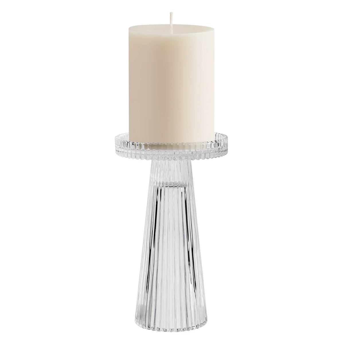 Faceted Glass 6.5h Reversible Pillar Candle Holder / Vase