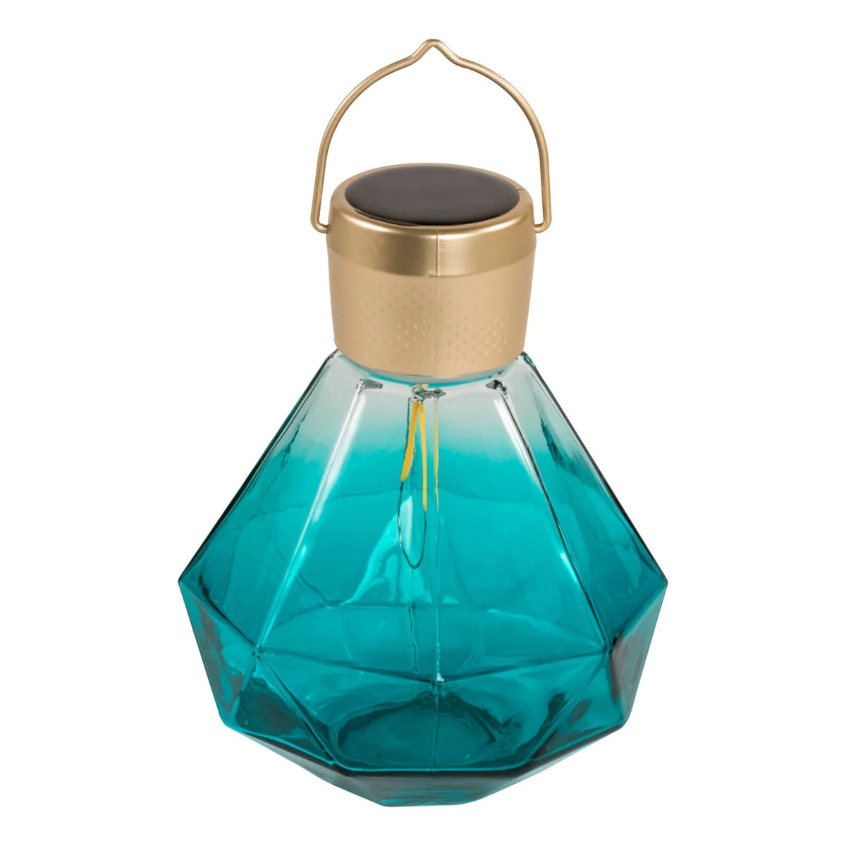 Solar Lantern Gem Turquoise Blown Glass