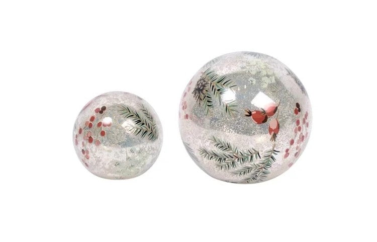 LED Holly Sphere Decor Boxed Set