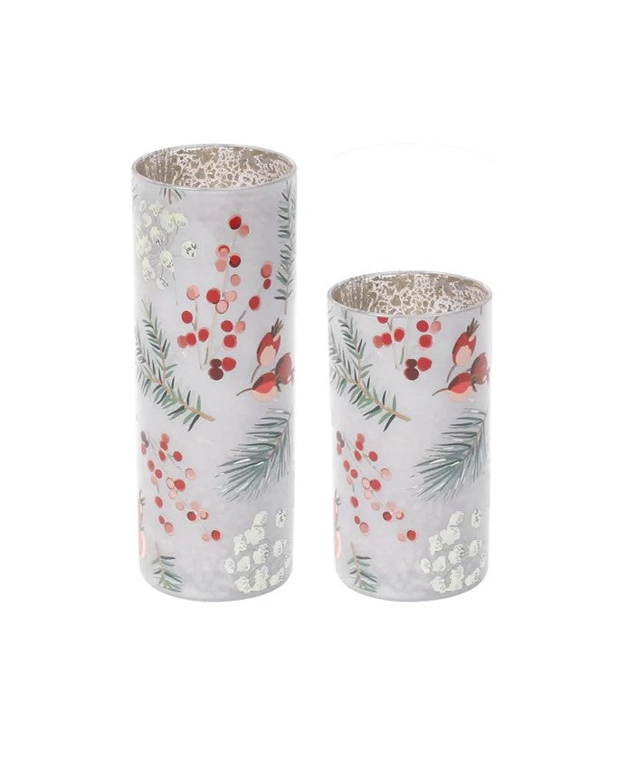 LED Holly Decor Hurricane Boxed Set