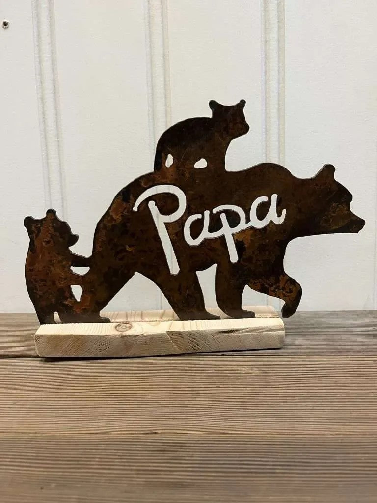 Metal Sculpture Papa Bear Rustic Metal Sculpture