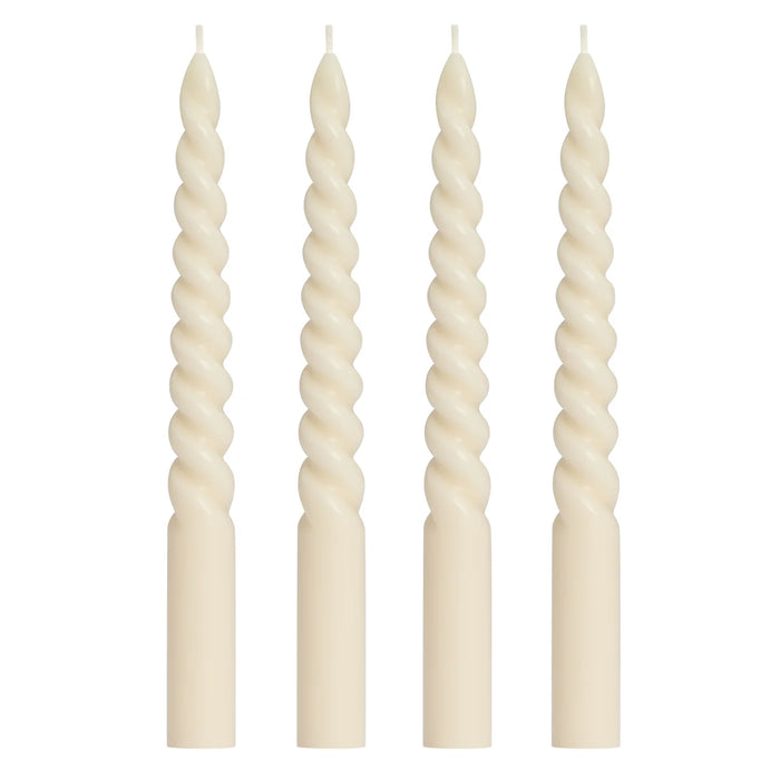 Twisted Taper Four Piece 9" Candle Set - Ivory
