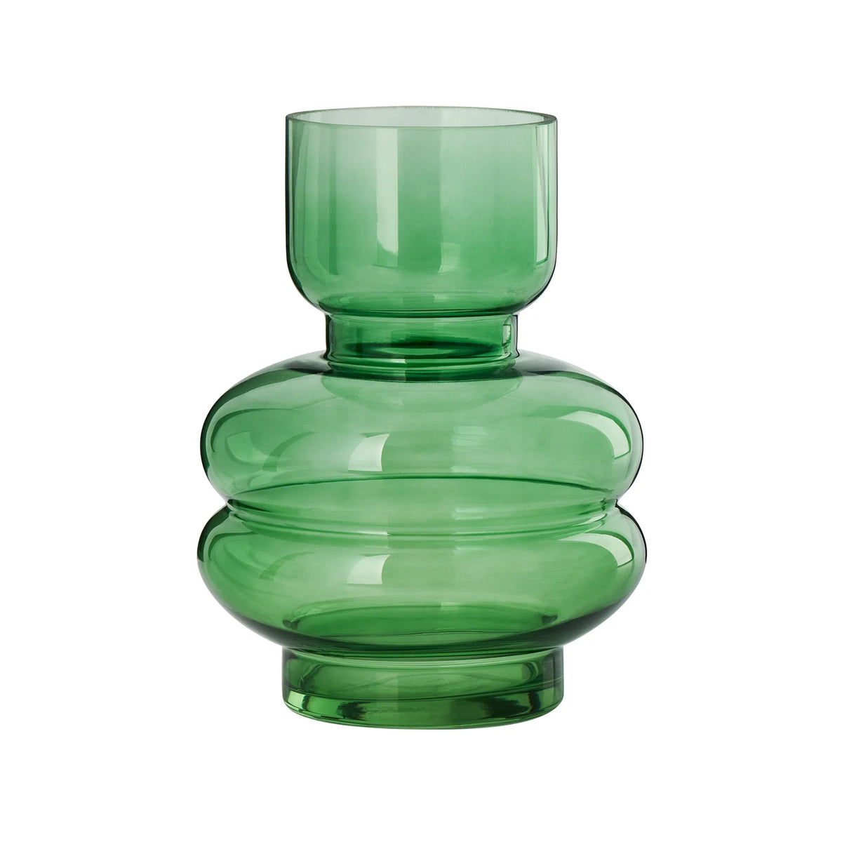 Vase Multi Bulb Green Glass 8h Vase