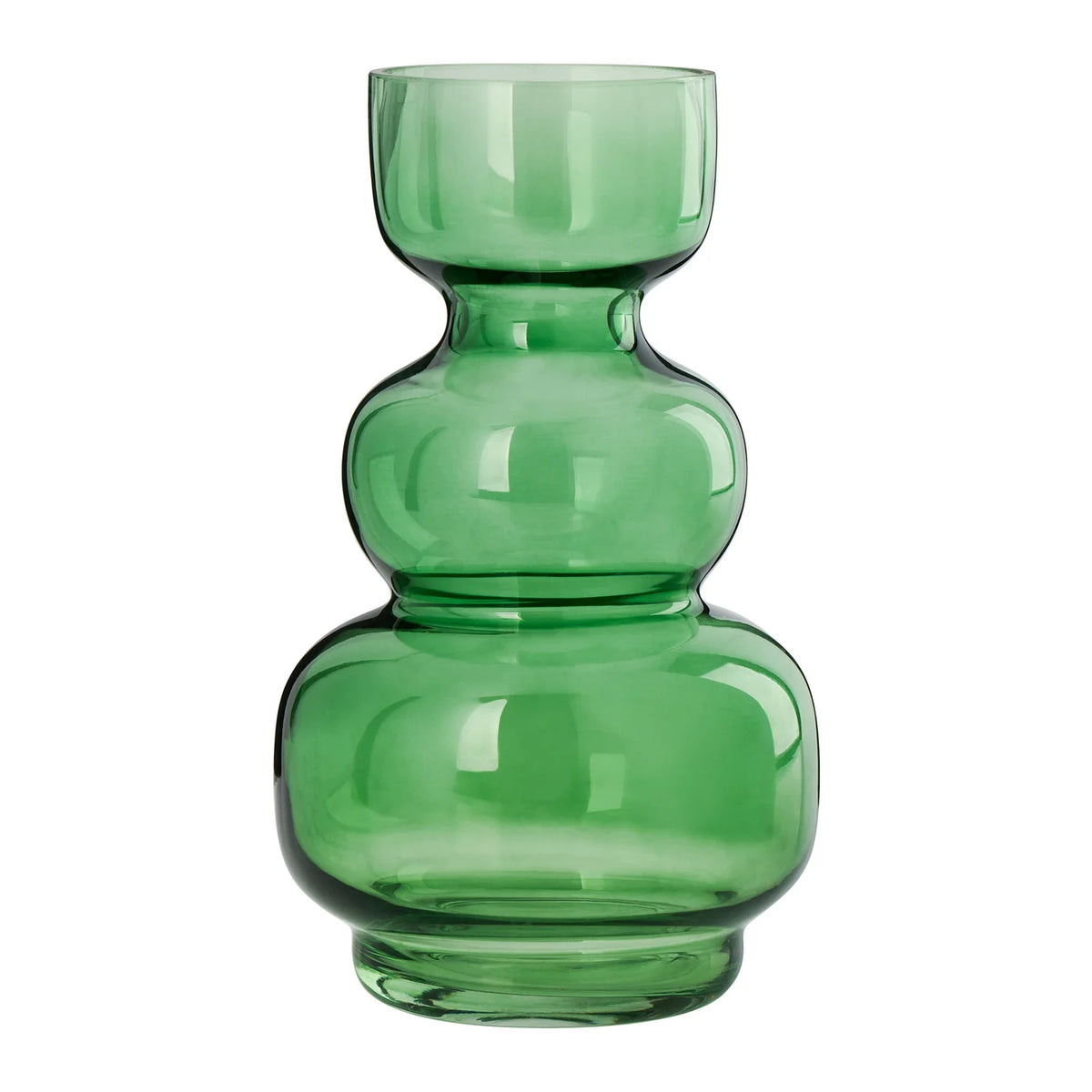 Vase Multi Bulb Green Glass 9.5h