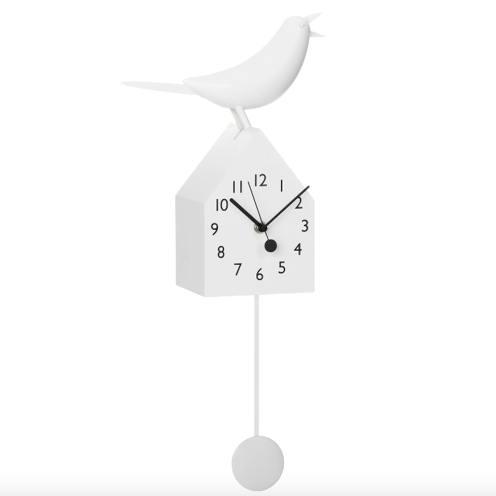 Motion Birdhouse Clock - White