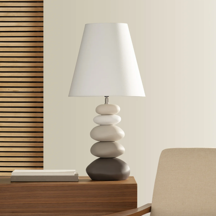 Ceramic Multi Stacked Stone 27h Table Lamp