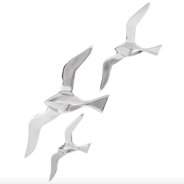 Seagull 3 Piece Polished Aluminum Wall Decor Set