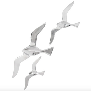 Seagull 3 Piece Polished Aluminum Wall Decor Set-Not Just For The Garden | Metal Art | Décor for Homes, Walls and Gardens | Furniture | Custom Garden Planters and Flower Arrangements | Gifts | Best in KW