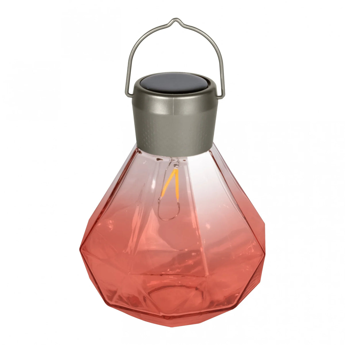 Solar Lantern Gem Pink Blown Glass