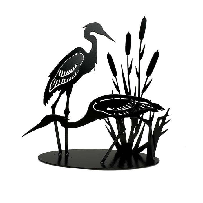 Sculpture Metal Herons/cattails