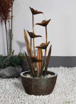 Fountain Tiered Leaves Brass GD-Not Just For The Garden | Metal Art | Décor for Homes, Walls and Gardens | Furniture | Custom Garden Planters and Flower Arrangements | Gifts | Best in KW
