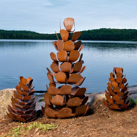 Metal Pinecone Garden Sculpture