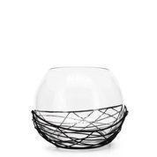 Vase 8in glass w/Wire Nest-Not Just For The Garden | Metal Art | Décor for Homes, Walls and Gardens | Furniture | Custom Garden Planters and Flower Arrangements | Gifts | Best in KW