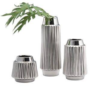 Vase Ella Faceted Ceramic Asst'd Sizes Silver-Not Just For The Garden | Metal Art | Décor for Homes, Walls and Gardens | Furniture | Custom Garden Planters and Flower Arrangements | Gifts | Best in KW