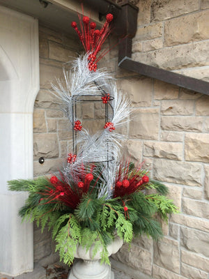 Winter Planter Topiary/ Red-Not Just For The Garden | Metal Art | Décor for Homes, Walls and Gardens | Furniture | Custom Garden Planters and Flower Arrangements | Gifts | Best in KW