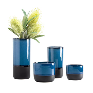 Vase Ceramic Two Tone Blue/Black-Not Just For The Garden | Metal Art | Décor for Homes, Walls and Gardens | Furniture | Custom Garden Planters and Flower Arrangements | Gifts | Best in KW