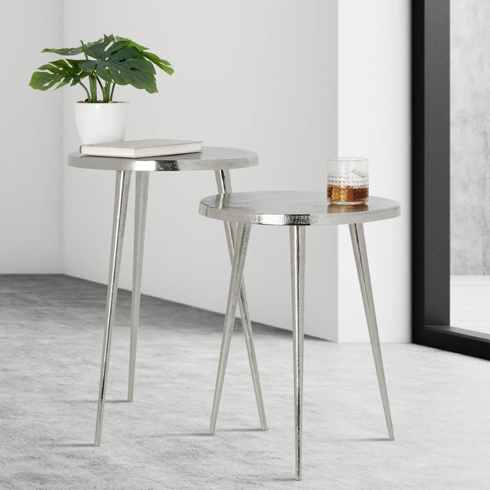 Lex Aluminum Pin Leg 2 Piece Nested Table Set