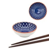 Kiri Porcelain 3" Sauce Dish - Blue Fish - Set of 4