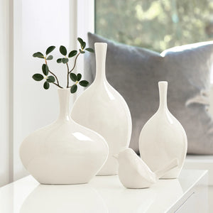 Vase Lilo Wh Crackle Ceramic 8.25"