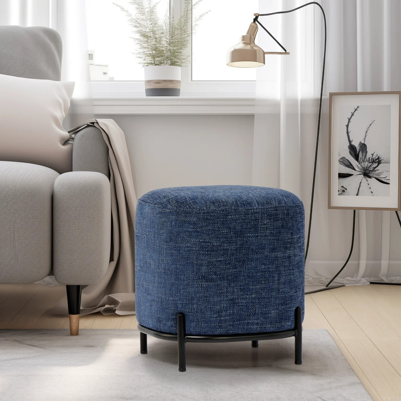 Pende Stool Newport Weave Blue Pender Stool Upholstered Blue 17