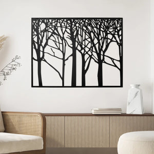 Framed Tree Silhouette 38x29 Metal Wall Decor Panel