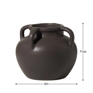 Vase Urn Capri Four Handle Matte Brown