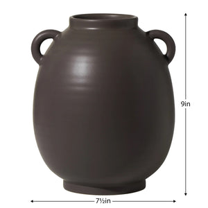 Vase Urn Capri Double Handle Matte Brown