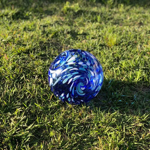 Solar LED Art Glass Orb blue/white