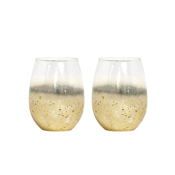 Wine Glass Stemless Celebration Gold set/2