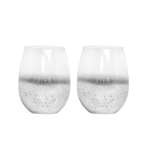 Wine Glass Stemless Celebration Silver set/2-Not Just For The Garden | Metal Art | Décor for Homes, Walls and Gardens | Furniture | Custom Garden Planters and Flower Arrangements | Gifts | Best in KW