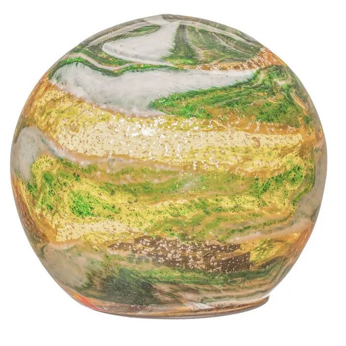 Solar LED Art Glass Orb green/gold