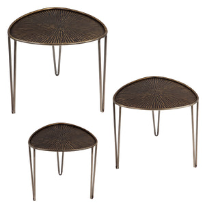 Leaf Shape Metal Nested Side Tables, Set of 3