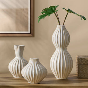 Tall Gourd 6.25h" White Glaze Ceramic Vase-Not Just For The Garden | Metal Art | Décor for Homes, Walls and Gardens | Furniture | Custom Garden Planters and Flower Arrangements | Gifts | Best in KW