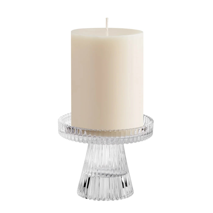 Faceted Glass 3h" Reversible Pillar/Tealight Candle Holder