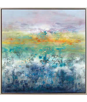Art "Opalescent Sea" Canvas Framed 38x38