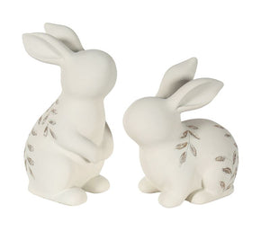 Bunny Ivory Leaves Etching (N36295)