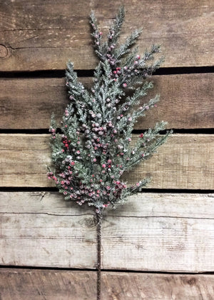 Cedar Frosted/Red Berries Spray 19.5"