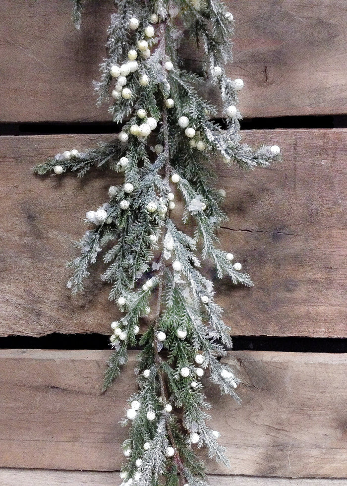 Cedar Garland Frosted Cr Berries 6'