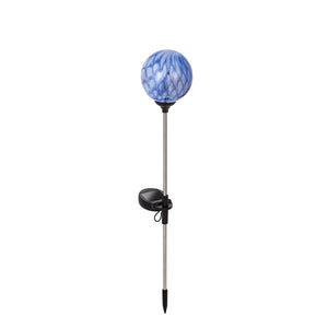 Coastal Solar Garden Stake White Blue Geometric