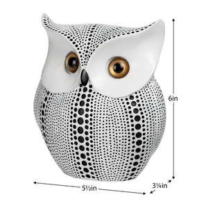 Debossed Dotted Horned Owl Resin Sculpture - White-Not Just For The Garden | Metal Art | Décor for Homes, Walls and Gardens | Furniture | Custom Garden Planters and Flower Arrangements | Gifts | Best in KW