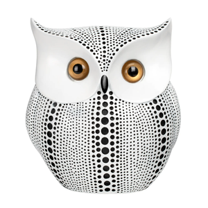 Debossed Dotted Horned Owl Resin Sculpture - White-Not Just For The Garden | Metal Art | Décor for Homes, Walls and Gardens | Furniture | Custom Garden Planters and Flower Arrangements | Gifts | Best in KW