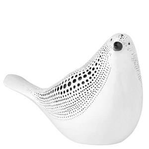 Debossed Dotted Sitting Bird - White-Not Just For The Garden | Metal Art | Décor for Homes, Walls and Gardens | Furniture | Custom Garden Planters and Flower Arrangements | Gifts | Best in KW