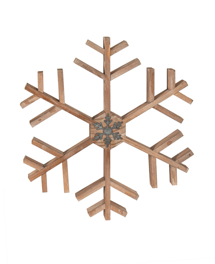 Wall Decor Snowflake Wood/Mtl 14"
