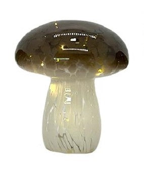 Mushroom Crackle Glass LED Dark Brown